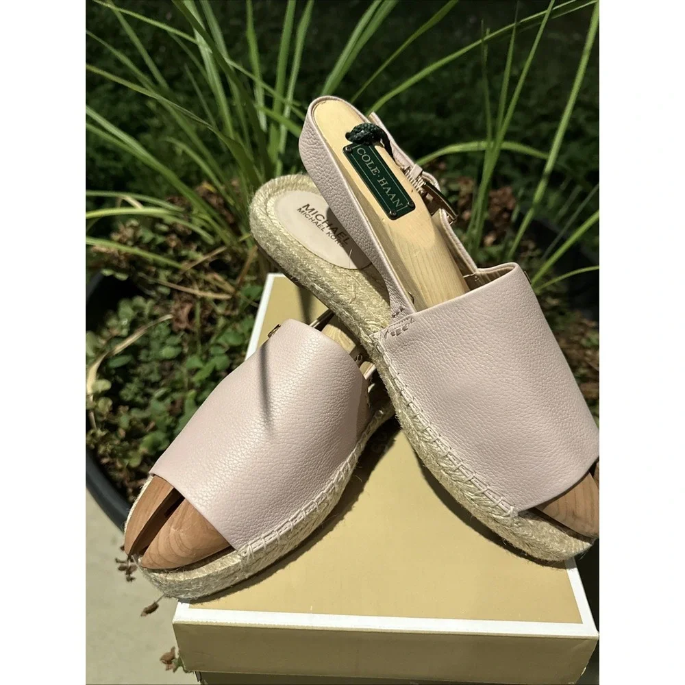 NIB Michael Kors Fisher Women's Espadrille Leather Size 6.5M Soft Pink‎